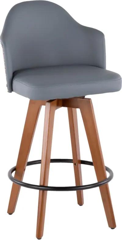 Ahoy Walnut and Gray 26 Inch Swivel Counter Height Stool