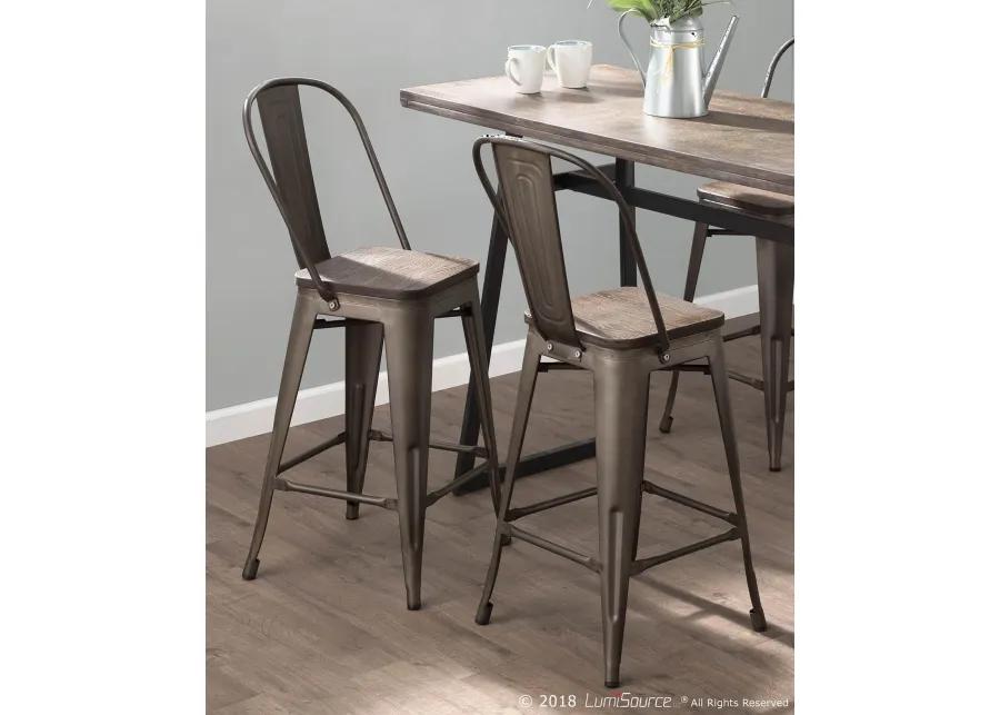 Oregon Metal and Espresso Counter Height Stool, Set of 2