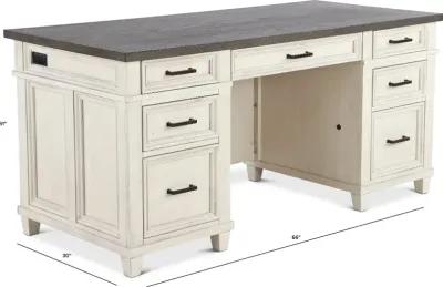 Caraway Antique White Executive Desk