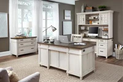 Caraway Antique White Executive Desk