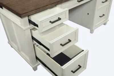 Caraway Antique White Executive Desk