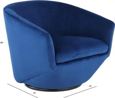 Jewel Sapphire Blue Velvet Swivel Accent Chair