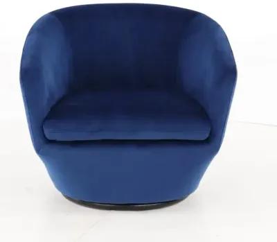 Jewel Sapphire Blue Velvet Swivel Accent Chair