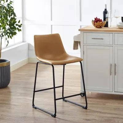 Slope Saddle Brown Counter Height Stool, Set of 2