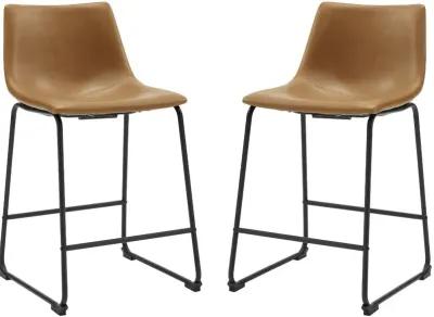 Slope Saddle Brown Counter Height Stool, Set of 2