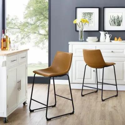 Slope Saddle Brown Counter Height Stool, Set of 2