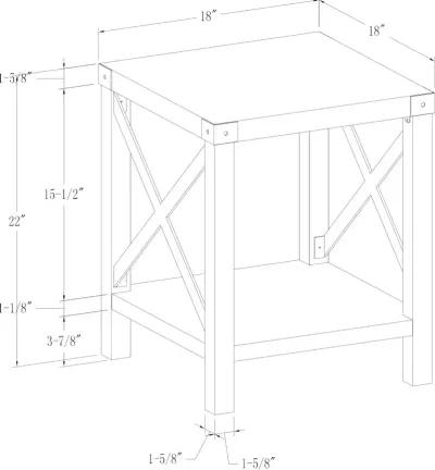 Metal X Rustic White Oak Wood Side Table - Walker Edison