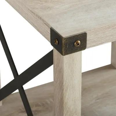 Metal X Rustic White Oak Wood Side Table - Walker Edison