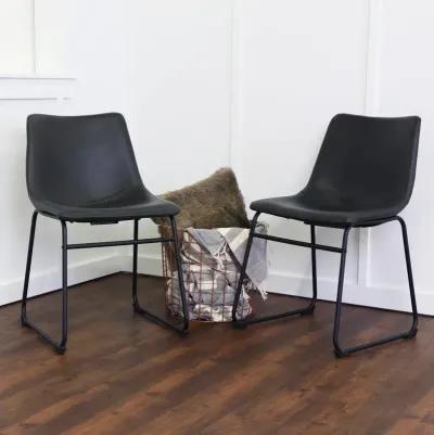 Saddles Black Dining Chair, Set of 2 - Walker Edison