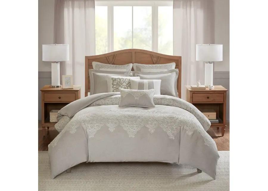 Taupe, Tan and Ivory King Barely There 9 Piece Bedding Collection