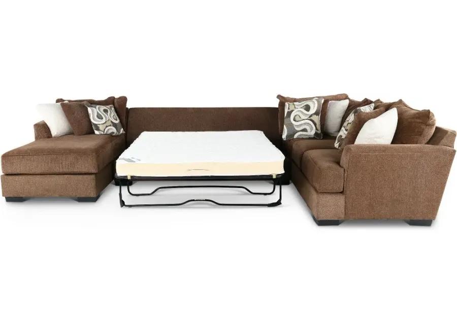 Tranquility Brown 3 Piece Sofa Bed Sectional