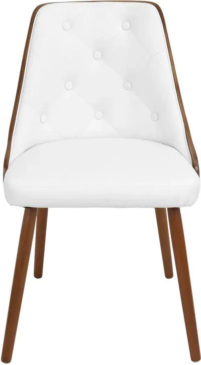 Mid Century White and Brown Faux Leather Dining Room Chair - Gianna