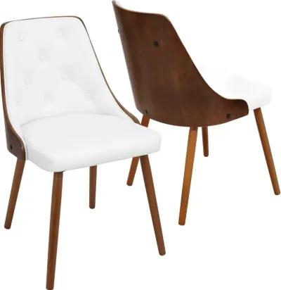 Mid Century White and Brown Faux Leather Dining Room Chair - Gianna