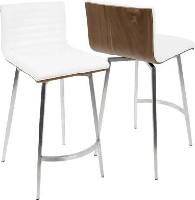 Contemporary White Swivel Counter Height Stool (Set of 2) - Mason