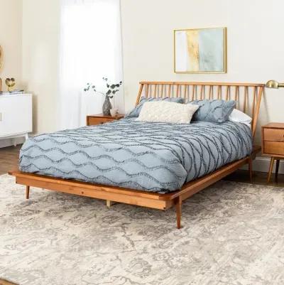 Modern Caramel Brown Queen Spindle Platform Bed - Walker Edison