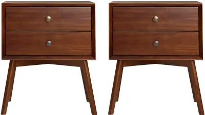 Rosie Mid Century Modern Walnut 2-Drawer Nightstand - Walker Edison