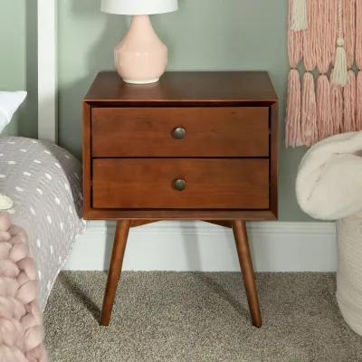 Rosie Mid Century Modern Walnut 2-Drawer Nightstand - Walker Edison