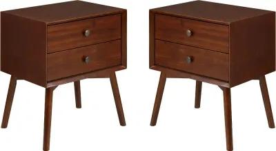 Rosie Mid Century Modern Walnut 2-Drawer Nightstand - Walker Edison