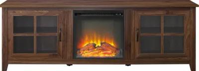 Fallon Dark Walnut 70 Inch Fireplace TV Stand - Walker Edison