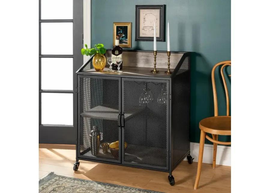 Avery Gray Wash 33 Inch Bar Cabinet - Walker Edison