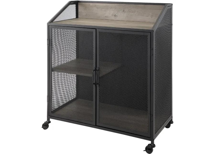 Avery Gray Wash 33 Inch Bar Cabinet - Walker Edison