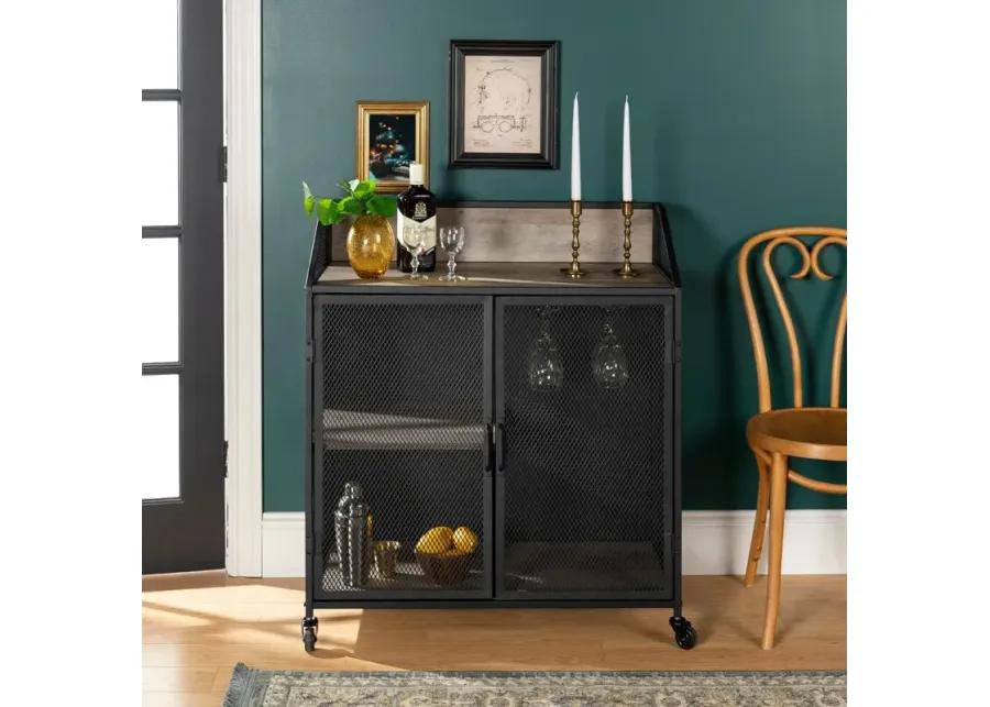 Avery Gray Wash 33 Inch Bar Cabinet - Walker Edison