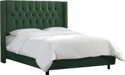 Abigail Green Diamond Tufted Wingback King Bed - Skyline Furniture