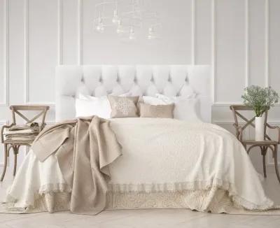 Julia Velvet White Tufted Queen Upholstered Headboard - Skyline...