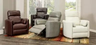 Mads Ivory Leather-Match Power Glider Swivel Recliner