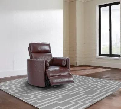 Mads Burgundy Leather-Match Power Glider Swivel Recliner