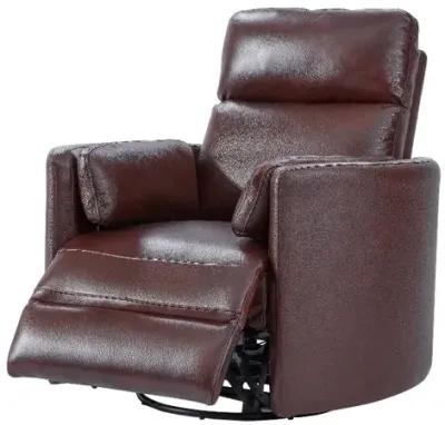 Mads Burgundy Leather-Match Power Glider Swivel Recliner