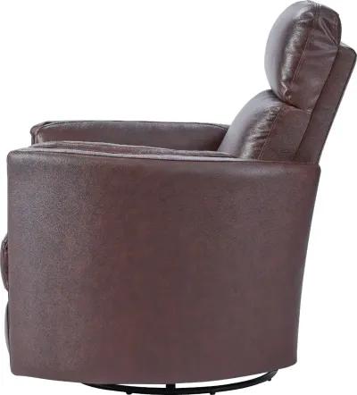 Mads Burgundy Leather-Match Power Glider Swivel Recliner