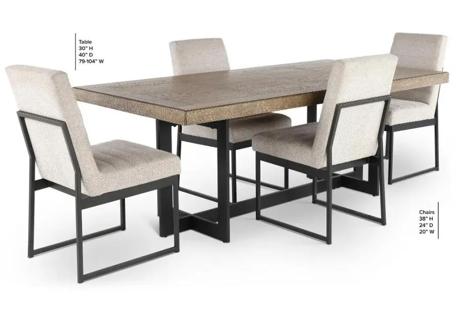 Eden Modern Beige and Black Metal 5 Piece Dining Set