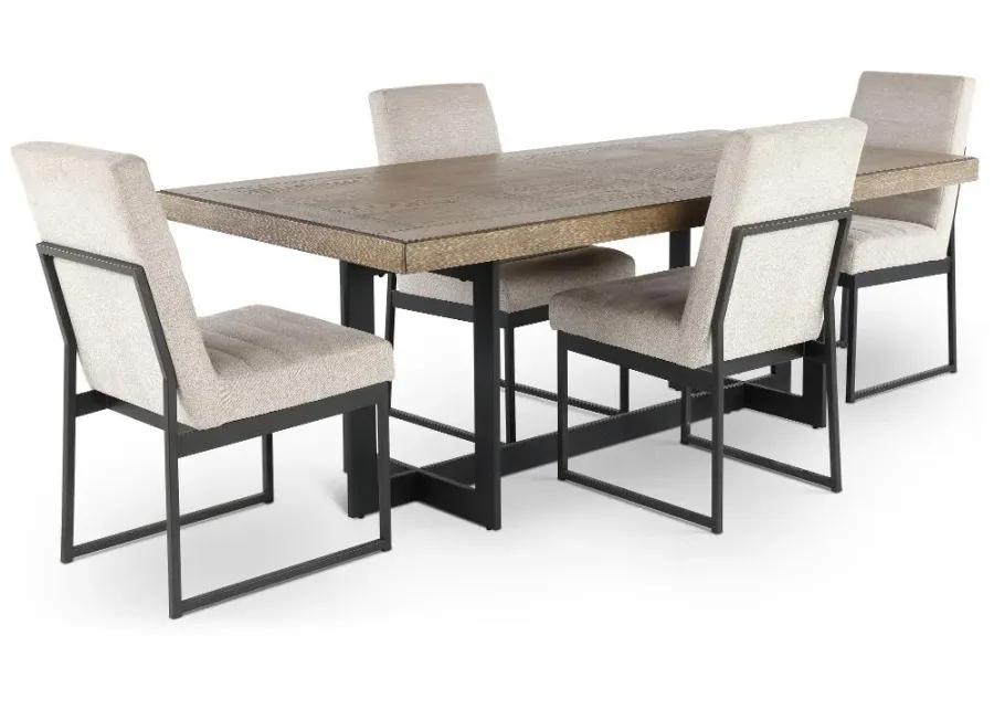 Eden Modern Beige and Black Metal 5 Piece Dining Set