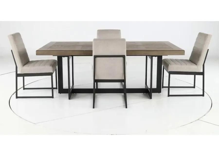 Eden Modern Beige and Black Metal 5 Piece Dining Set