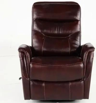 Burgundy Leather-Match Swivel Glider Recliner