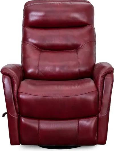 Burgundy Leather-Match Swivel Glider Recliner