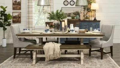 Drake White and Brown Trestle Dining Room Table