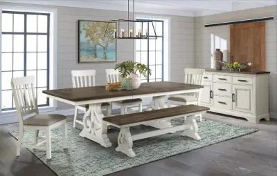 Drake White and Brown Trestle Dining Room Table