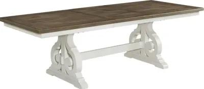 Drake White and Brown Trestle Dining Room Table