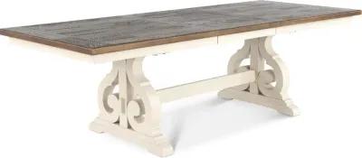 Drake White and Brown Trestle Dining Room Table