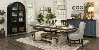 Drake White and Brown Trestle Dining Room Table