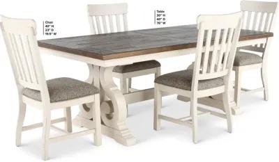 Drake White and Brown 5 Piece Dining Set