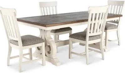 Drake White and Brown 5 Piece Dining Set