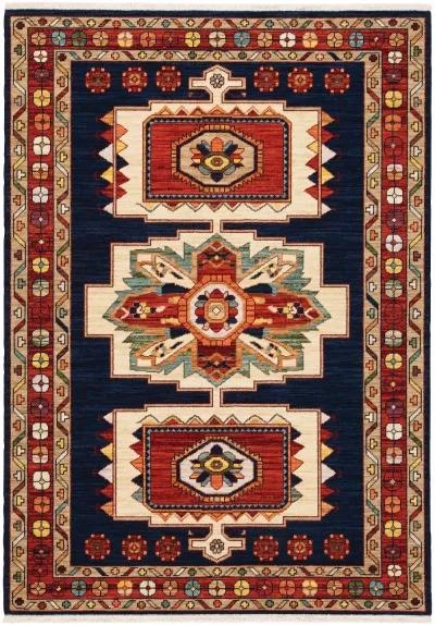 Lilihan 5 x 8 Blue and Red Area Rug