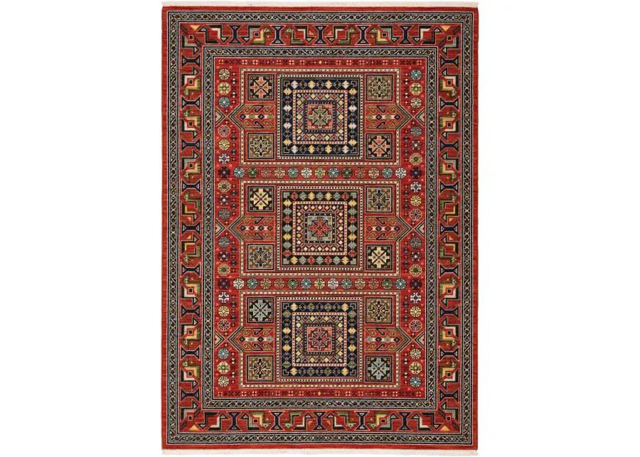 Lilihan 5 x 8 Medium Red and Multi Area Rug