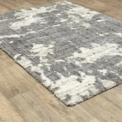 Aspen 8 x 10 Abstract Gray and Ivory Shag Rug