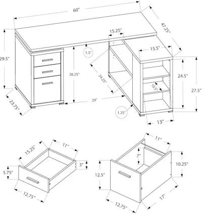 Modern Black and Gray Right Facing Desk