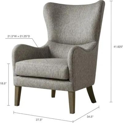 Arianna Gray Swoop Wing Accent Chair