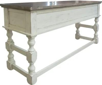 Stone White Wash Console Table with 3 Stools